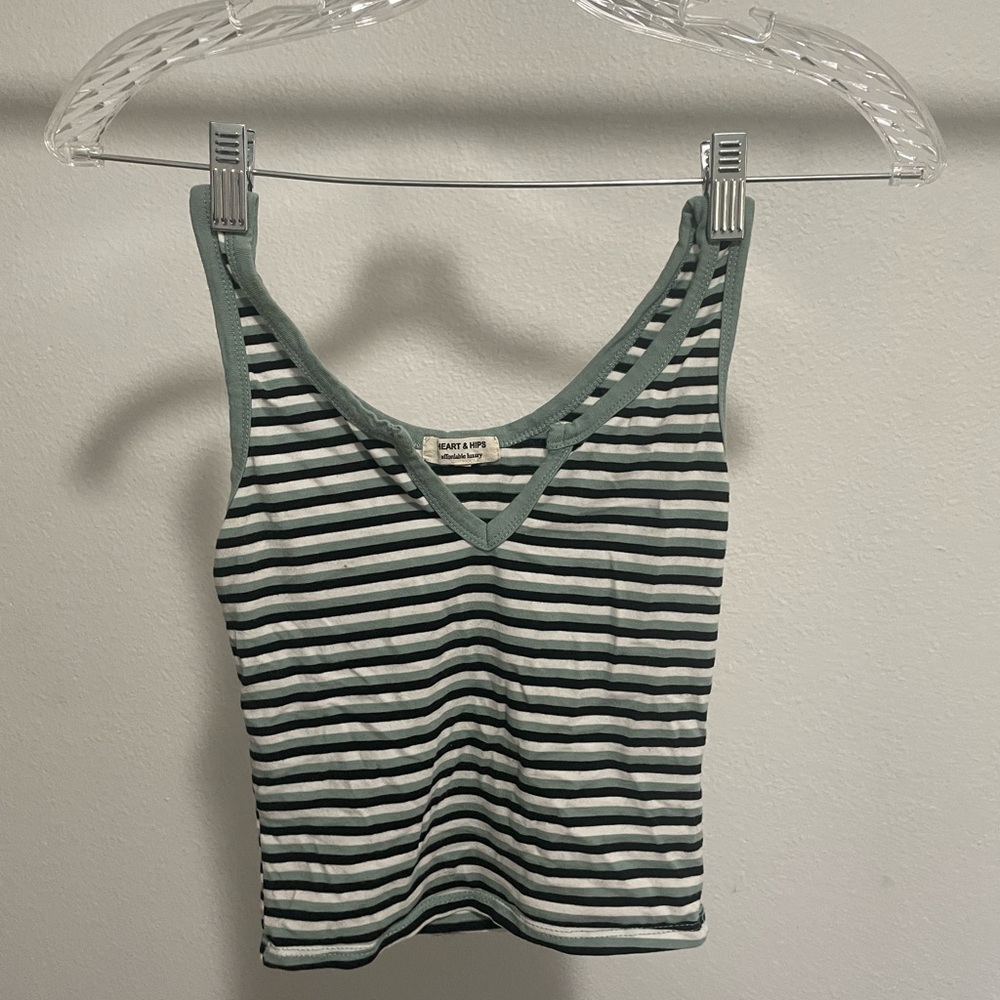 Striped V Neck Tank Top